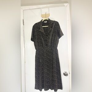 Vintage black pleated shirt dress.